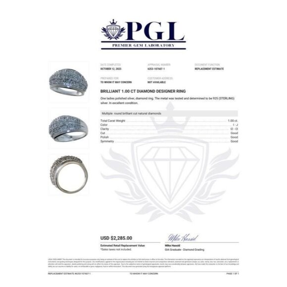 Brilliant 1.00 Ct Natural Diamond Multi-Row Designer Ring - Size 7.75 - Sterling - Picture 13 of 16